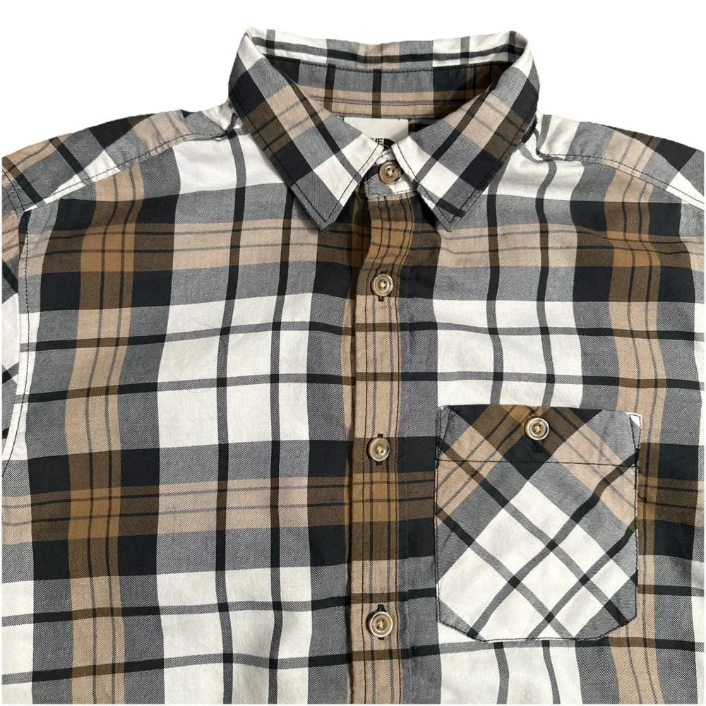 The North Face‎ Small Men's Brown, Black & White Button Down Collared Pocket